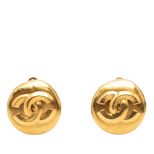 Pre-Loved Chanel CC Gold Plated Round Clip on Earrings